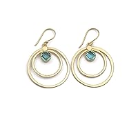 Gemstone Brass Blue Topaz Hydro Handmade Design Round Shape Gold Plated Drop & Dangle Earrings