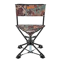 ARROWHEAD OUTDOOR 360° Swivel Hunting Blind Tripod Stool, Folding Chair, No Sink Feet, Carrying Case, Steel Frame, Camo, Fishing, High-Grade 600D Canvas