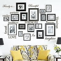 Set of 12 Family Quote Words Vinyl Wall Sticker Picture Frame Wall Family Room Art Decoration #1332 (Matte Brown)