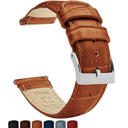 BARTON Alligator Grain - Quick Release Leather Watch Bands - Choose Color, Length & Width - 16mm, 18mm, 19mm, 20mm, 21mm, 22mm, 23mm, or 24mm Standard or Long