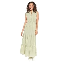 London Times Sleeveless Maxi Ruffle V-Neck, Tiered Skirt, Casual Dresses for Women