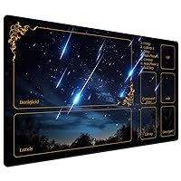 for MTG Playmat with Zones 24 x 14 inches for TCG Playmat Non-Slip Rubber Base Commander Playmat for Magic The Gathering Playmat Iorcana Trading Card Game, Blue Sky Meteor Streaks