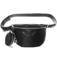 INICAT Leather Fanny Packs for Women Fashion Waist Packs Crossbody Bum Bag with Adjustable Strap for Travel(Style08-Black)