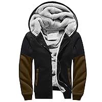 Hoodies For Men Heavyweight Full Zip Up Fleece Sweatshirt Sherpa Lined Jacket Warm Thick Track Coats Outerwear