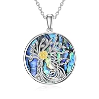 TOUPOP Tree of Life Animal Necklace for Women Sterling Silver Abalone Shell Crystal Animal Pendant Jewelry for Mom Daughter Girls Birthday Mother's Day Gifts