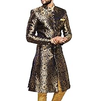 Groom Sherwani for Men Wedding Blue and Golden Wedding Sherwani SH534