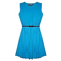 Girls Skater Dress Kids Party Dresses with Free Belt 5 6 7 8 9 10 11 12 13 Years Turquoise