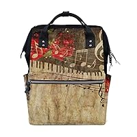 Diaper Bag Backpack Vintage Music Casual Daypack Multi-Functional Nappy Bags