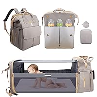 AKSHA 9 in 1 Multifunction Large Baby Diaper Bag Backpack with Changing Station for Baby Girls and Boys with Essentials Bag, USB Charging Port and Pacifier Pouch