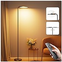 36W LED Floor Lamp, Super Bright Standing Lamp, Modern Stepless Dimmable Torchiere Tall Lamp with Remote Control, Rotatable Reading Floor Lamps for Living Room, Bedroom, Office
