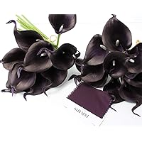 Angel Isabella 10pc Set of Real Touch Calla Lily-Keepsake Artificial Calla Lily with Small Bloom Perfect for Making Bouquet, Boutonniere,Corsage.Quality Keepsake Artificial Flower (Plum)