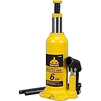6 Ton (12,000 LBs) Hydraulic Welded Bottle Jack,portable Jack with pump handle for cas,yellow,TH90604X