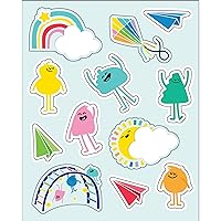 Carson Dellosa Happy Place Sticker Set, 72 Smiley Face Stickers, Rainbow Stickers, Airplane Stickers, Sunshine Stickers for School Supplies, Game, Test, Reward Stickers, Scrapbook Stickers (6 Sheets)