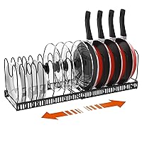 Pot and Pan Organizer Rack for Cabinet, Expandable Pot Lid Organizer Holder with 14 Adjustable Dividers, Fully Expanded Size 22.83