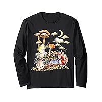 Colorful Mycology Mushrooms Frogs And Mushroom collectors Long Sleeve T-Shirt