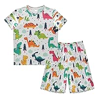 Boy's Summer Shorts Sets Color Monster Trucks Hawaiian Shirt Sets Kids Short Shirt & Pants 2 Pcs XS
