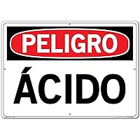 Vestil Spanish Danger Sign SI-D-67-E-AC-130-S, Acid, ÁCIDO , 20.5X14.5 ALUM COMP .130