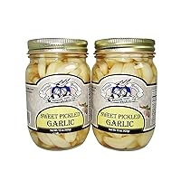 Amish Wedding All-Natural Sweet Pickled Garlic 15 Ounces (2 Jars)