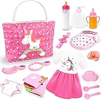 BNUZEIYI Baby Doll Accessories -Baby Doll Feeding and Caring Set with Diaper Bag Bottles for Girls Toys Gift, Stuff Doll Clothes fit 14-16 Inch Doll and 18 Inch Doll