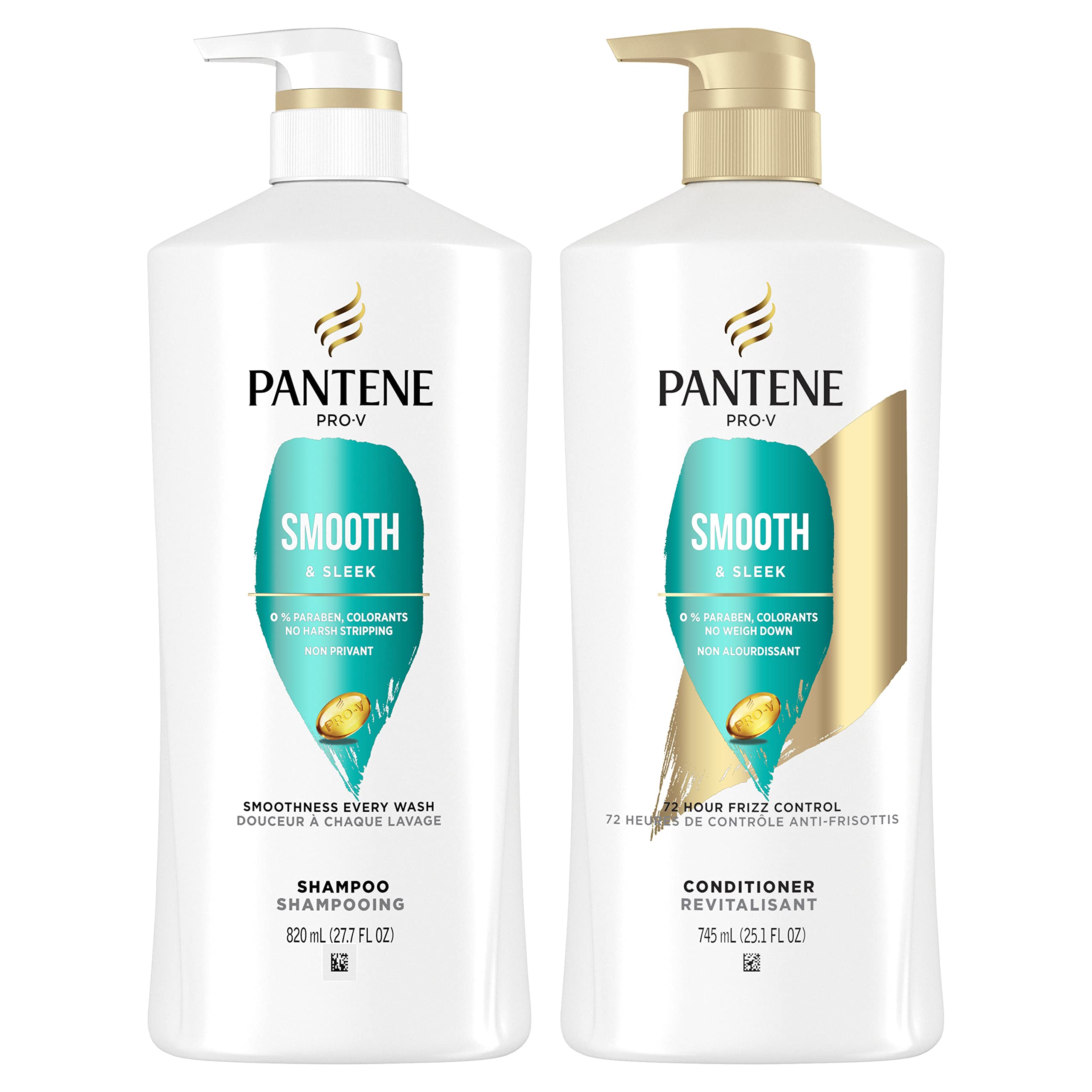 Pantene Shampoo, Conditioner and Hair Treatment Set, Smooth and Sleek for Frizz Control, Safe for Color-Treated Hair
