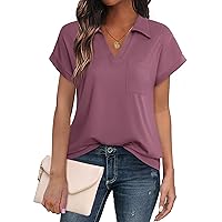 Vivilli Women's Tops and Blouses Short Sleeve Business Casual Collared Tunic Shirt