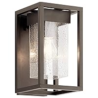 Kichler Lighting Mercer 12 inch 1 Light Outdoor Wall Light with Clear Seeded Glass in Olde Bronze®
