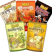 [Official Gilim HBAF] 5 Flavors Almonds Party Mix Tteokbokki 190g, Honey Butter 190g, Spicy Buldak 190g, Garlic Bread 190g, Wasabi 190g, Healthy Korean Almond Nutritious Snack Gift Party Pack