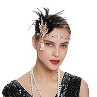 Song Qing 1920s Rhinestone Flapper Feather Headpiece Roaring 20s Great Gatsby Fascinators Accessories for Women