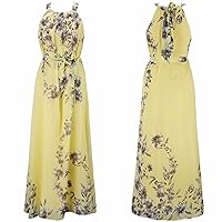 Women's Summer Bohemian Print Chiffon Dress Beach Long Dress Seaside Dress French Swing Dress