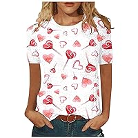 Valentines Shirts for Women Cute Graphic Tees Casual Long Sleeve Crewneck Sweatshirts Pullover Tops Cute Clothes