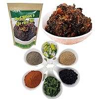 Chef Lilian's Efo Riro Kit- Nigerian West African Soup Kit with Pepper mix, Iru (locust bean), Crayfish, Seasoning Cubes, Hot Chili powder and Dehydrated Spinach, Soup Mix 5 Servings (Pack of 1)
