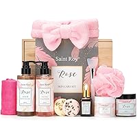 Spa Gifts for Women，10pcs Self Care Kit ROSE Scented with Facial Cleanser, Scrub Body Wash, Facial Clay Mask, Facial, Essential Oil, Birthday Gifts Skin Care Set, Mothers Day Gifts Ideas