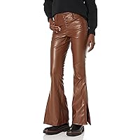 dollhouse Women's Contouring Brownvegan Leather Flare with Side Slit and Exposed Buttons