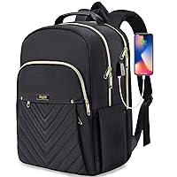 Backpack for Women,15.6 Inch Computer Back Pack with USB Port, Business Travel Laptop Backpack, Casual Daypack College School Backpack, Womens Large Backpacks Purse Work Bag, Black