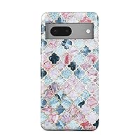 BURGA Phone Case Compatible with Google Pixel 7 - Hybrid 2-Layer Hard Shell + Silicone Protective Case -Pink Purple Moroccan Tiles Pattern Marrakesh Mosaic - Scratch-Resistant Shockproof Cover