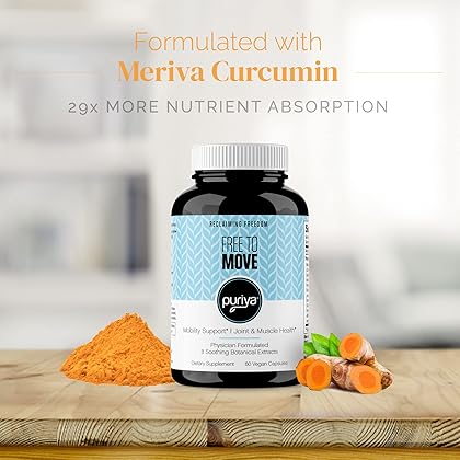 Puriya Doctor Formulated Curcumin Joint Supplements with Exceptional bioavailability, Turmeric, Ginger and Boswellia extracts for Optimal Results, Safe for Long Term Use, 60 Vegan Capsules