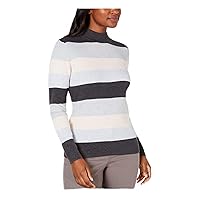 Karen Scott Womens Gray Color Block Long Sleeve Turtle Neck Sweater Size: L