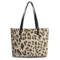 Womens Handbag Leopard Pattern Animal Skin Leather Tote Bag Top Handle Satchel Bags For Lady