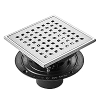 VEVOR 6 Inch Square Shower Drain with Pattern Grate,Brushed 304 Stainless Steel Rectangle Shower Floor Drain,Hair Drain with Leveling Feet,Hair Strainer Silver