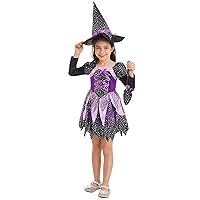 YiZYiF Witch Costume for Girls Kids Wicked Witch Cosplay Fancy Dress Fairy Tale Princess Dress Deluxe Set