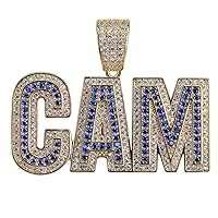 LC8 Jewelry Men Bubble Letter CAM Pendant Hip Hop Iced Out Bling Micro-Pave Diamond CZ Crystal Zirconia Necklace 18K Gold Plated with 24” Rope Chain