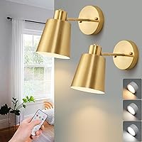 2 Pack Gold Magnetic Wireless Battery Operated Wall Sconces, Dimmable Battery Powered Wall Decor Set of 2, Cordless Indoor Wall Light Lamp with Remote Control for Bedroom Living Room