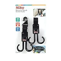 Nuby 2-in-1 Deluxe Adjustable Baby Stroller & Car Seat Hooks for Hanging Bags, Toys- Hang or Remove Items from Hooks with one Hand/ 2 Pack – 8 Hooks Total, Black
