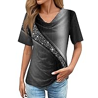 Short Sleeve Tops for Women 2024 Fashion T Shirts Geometric Printed Loose Spring Shirts Basic Tee