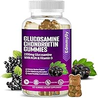 Sugar Free 1500mg Glucosamine Chondroitin MSM Filled Gummies Supplement Plus Turmeric, MSM, Boswellia, Hyaluronic Acid & Vitamin D3 K2 for Adults, Men & Women (60 Count)