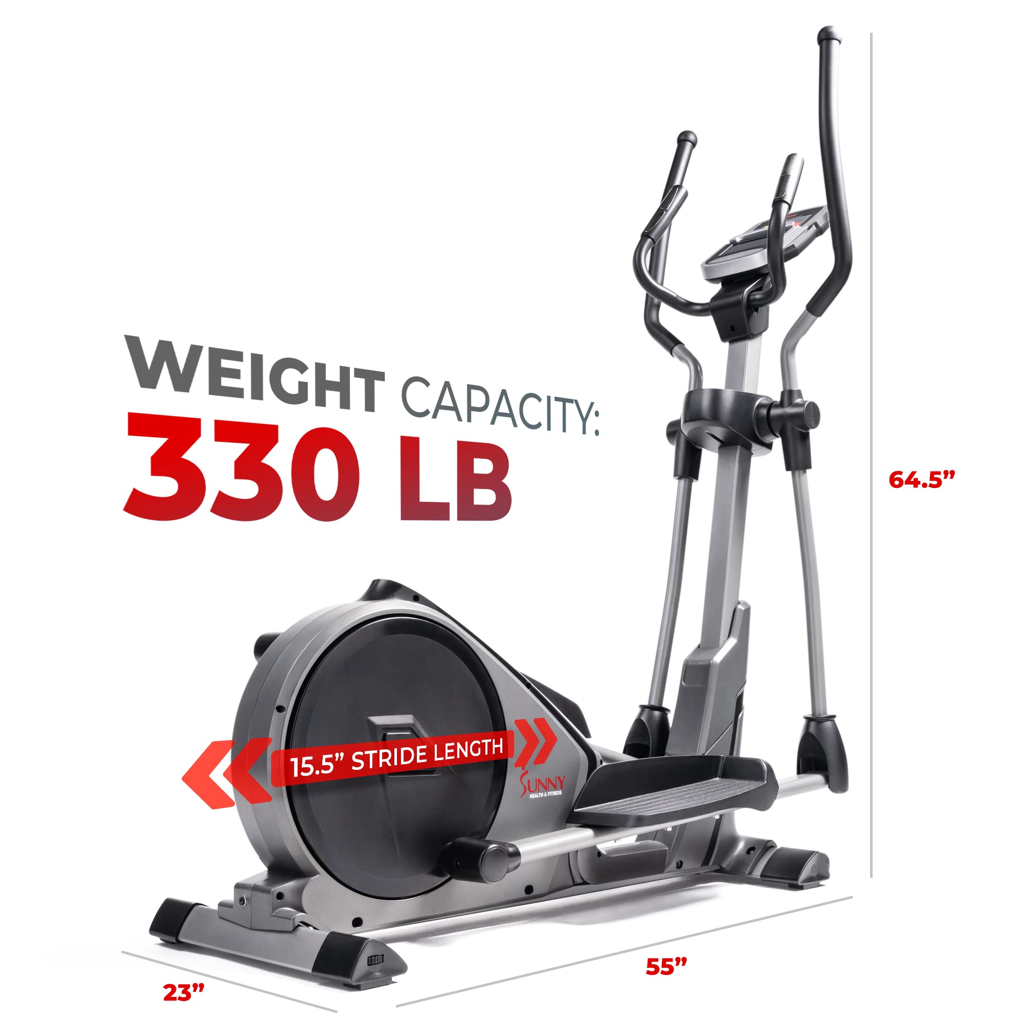 Sunny Health & Fitness Elliptical Exercise Machine Trainer with Optional Exclusive SunnyFit™ App and Enhanced Bluetooth Connectivity