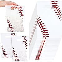 Yeaqee 50 Pieces Baseball Gift Bags with Handle Baseball Treat Bags Baseball Cellophane Bags Candy Baseball Party Favors for Team Birthday Decor Sport Themed Party Supplies, 7.87 x 11.81 Inch