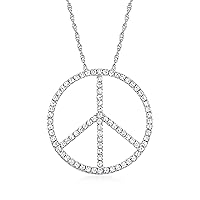 Ross-Simons 1.00 ct. t.w. Diamond Peace Sign Pendant Necklace in Sterling Silver