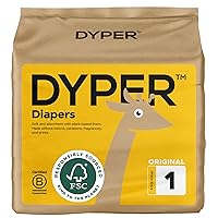 DYPER Viscose from Bamboo Baby Diapers Size 1 | Honest Ingredients | Cloth Alternative | Day & Overnight | Made with Plant-Based* Materials | Hypoallergenic