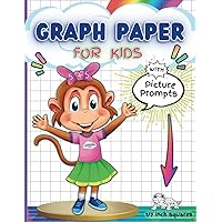 Graph Paper for Kids: 1/2 Inch Squares, Math Grid Paper with Picture Prompts for Elementary School and Homeschool Students, FUN!